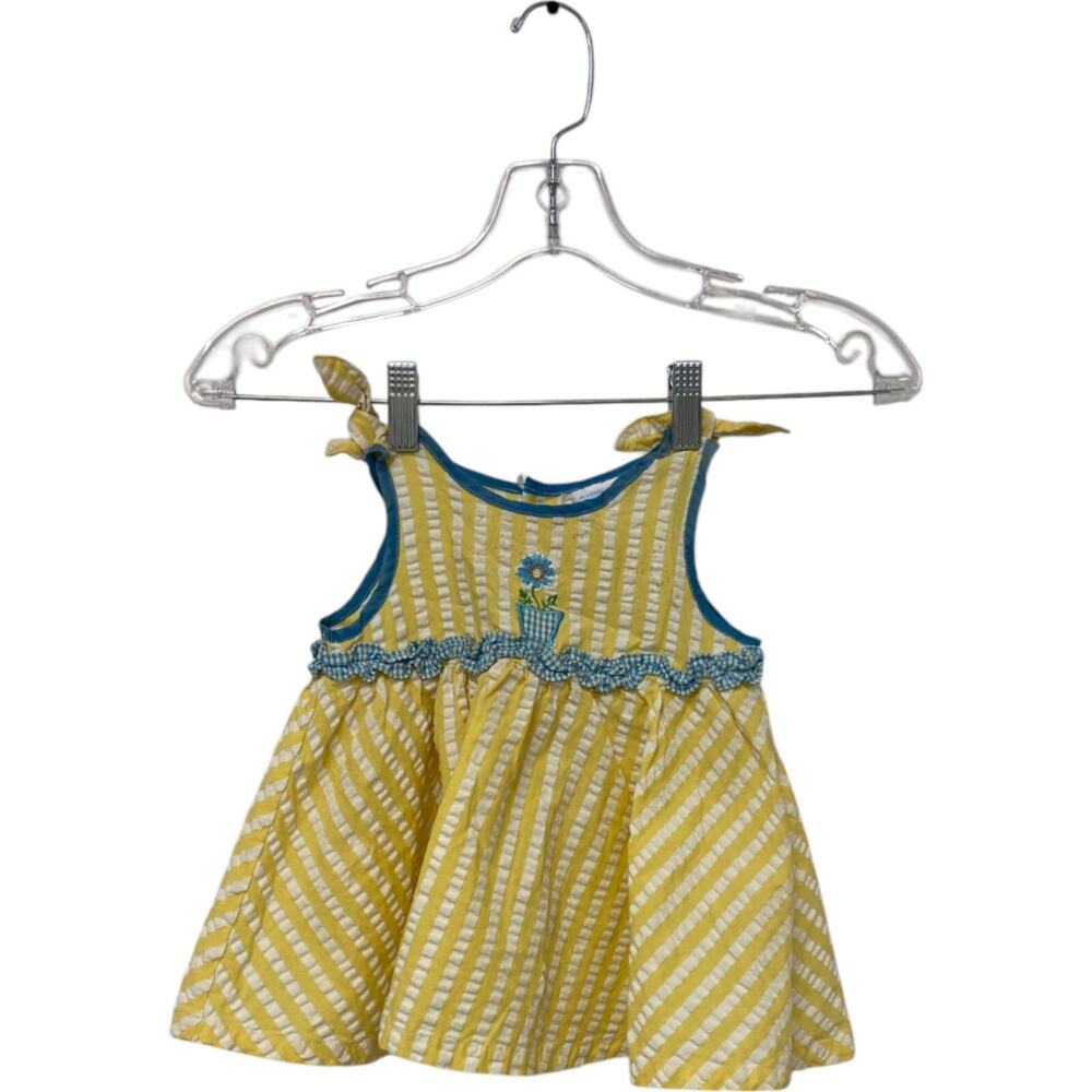 A Little Angel Dress Toddler Girl 18 Months Yellow Stripe Embroidered Sleeveless